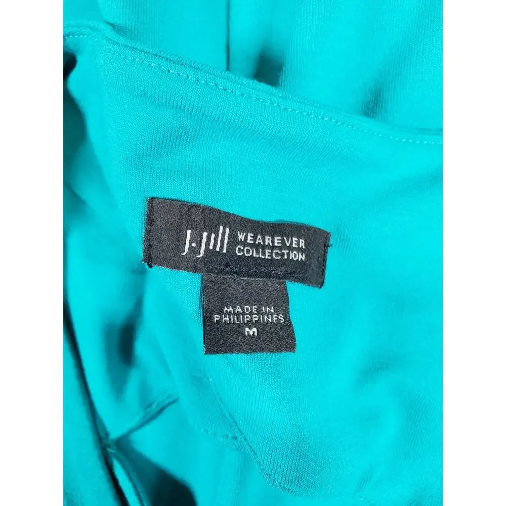 J. Jill Wearever Collection Womens Medium Dress Stretch Knit Pockets Aqua Travel